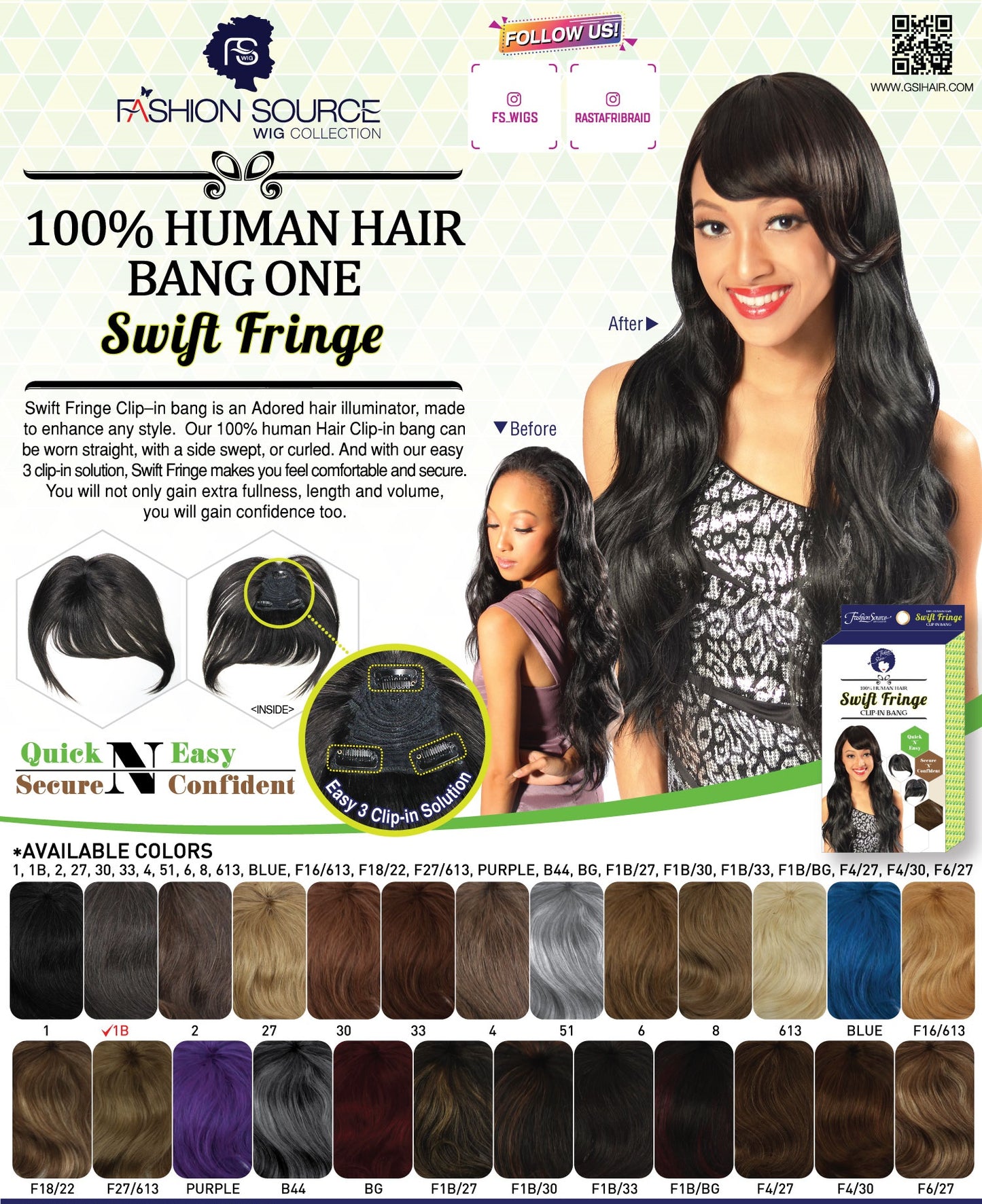 Fashion Source HUMAN HAIR BANG ONE
