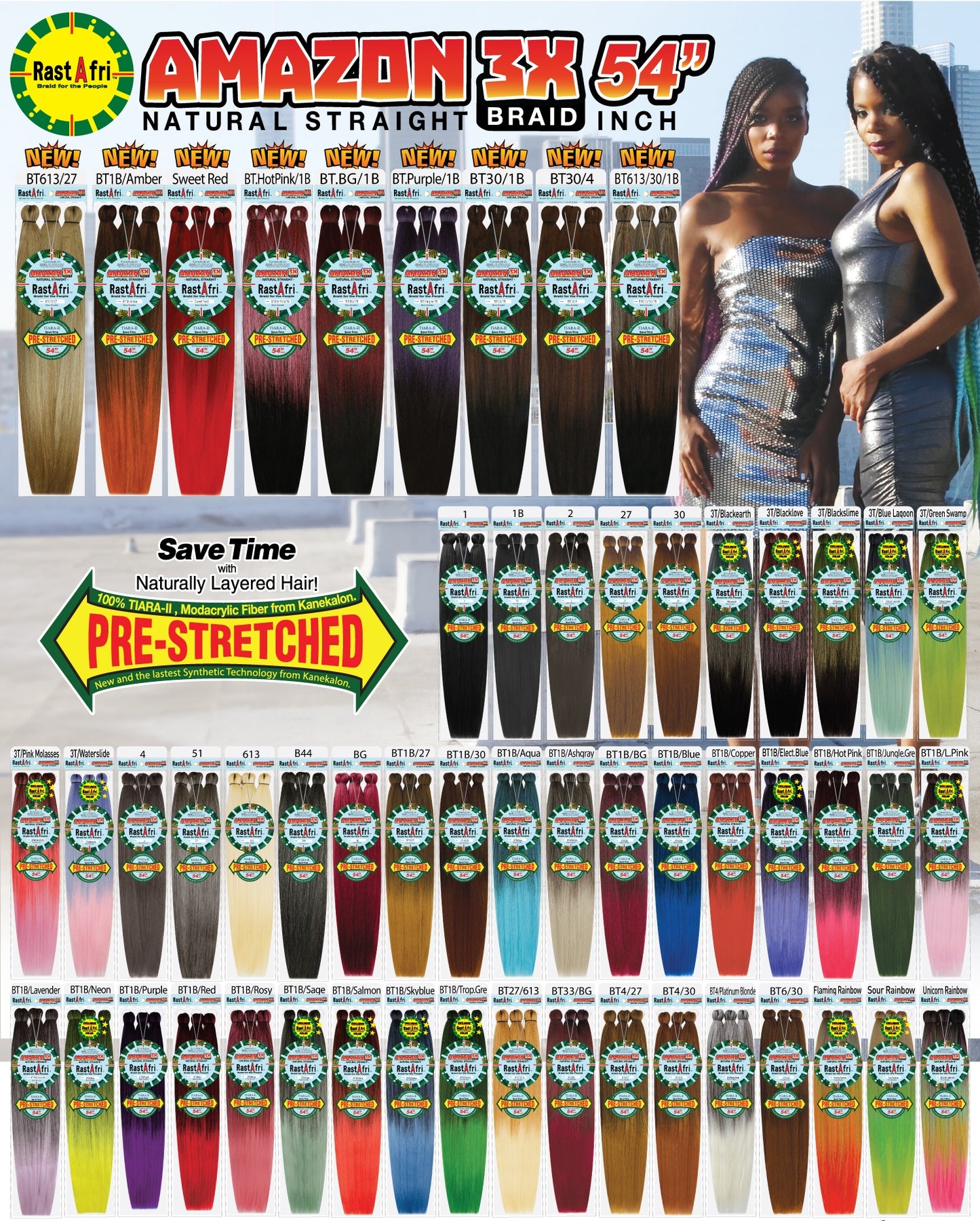 RastAfri AMAZON 3X BRAID 54" Pre-stretched