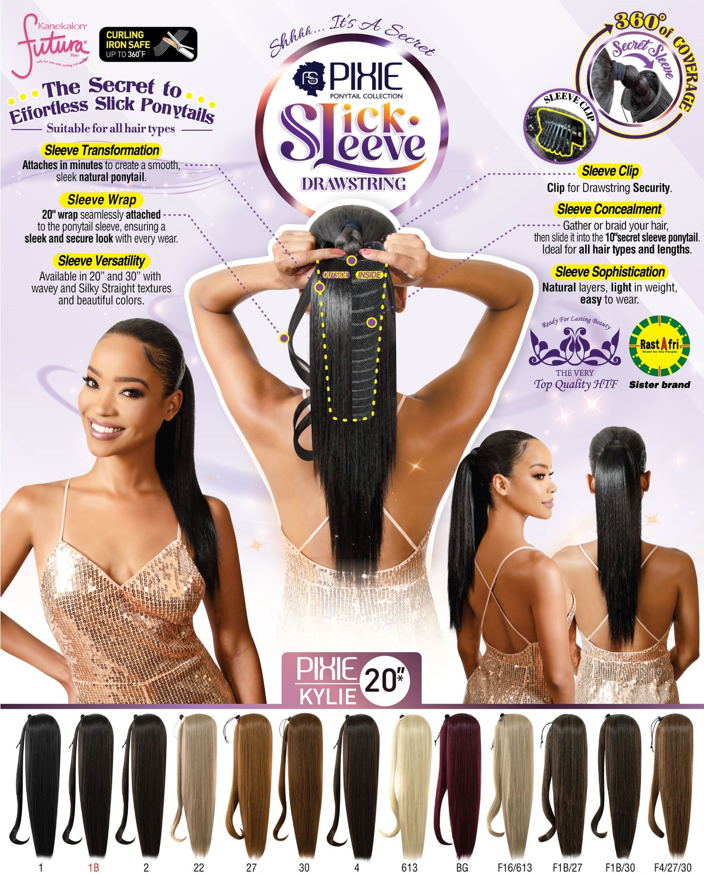 Fashion Source SLICK SLEEVE DRAWSTRING PONYTAIL PHP-KYLIE 20"