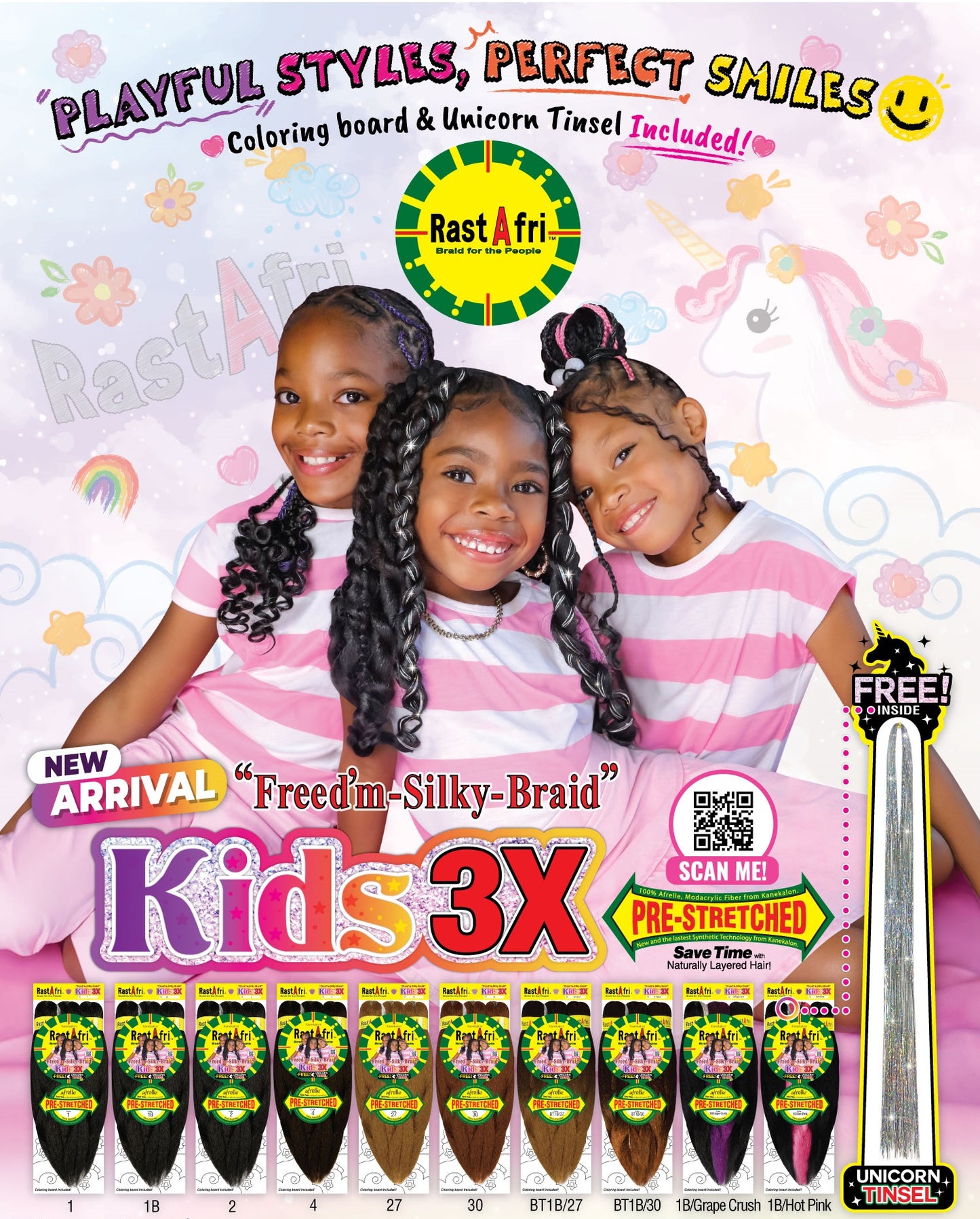 RastAfri Freed'm Silky Braid Pre-Stretched - 3X KIDS