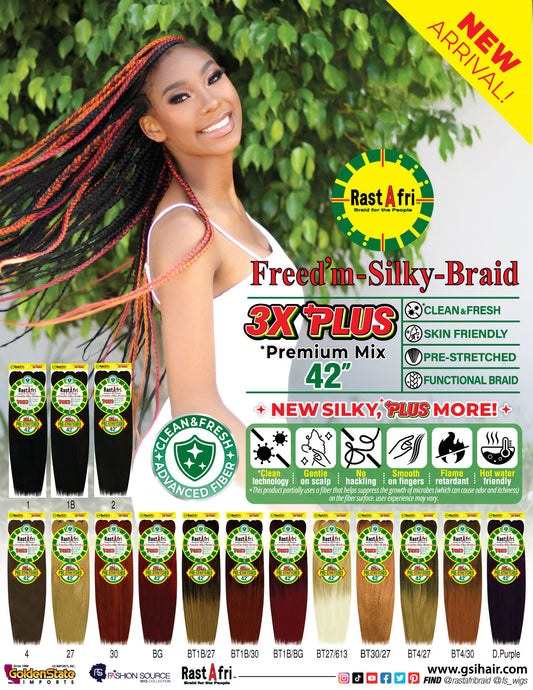 RastAfri Freed'm Silky Braid Pre-Stretched 3X - 42" PLUS