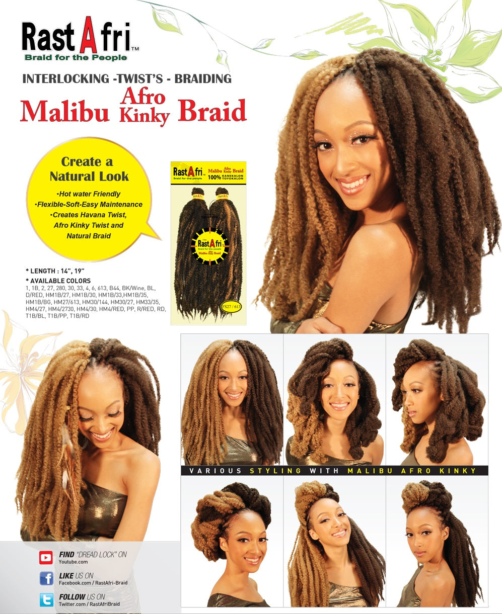 RastAfri Malibu Afro Kinky Braid 14"