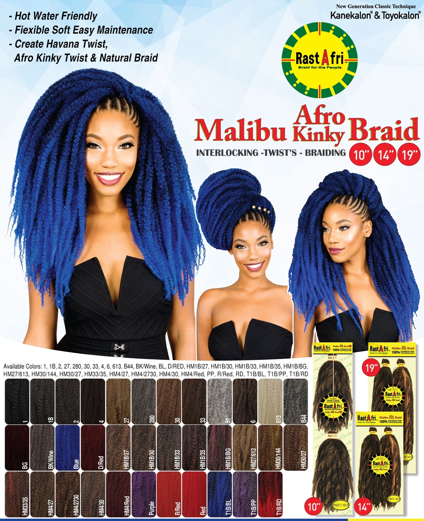 RastAfri Malibu Afro Kinky Braid 10"