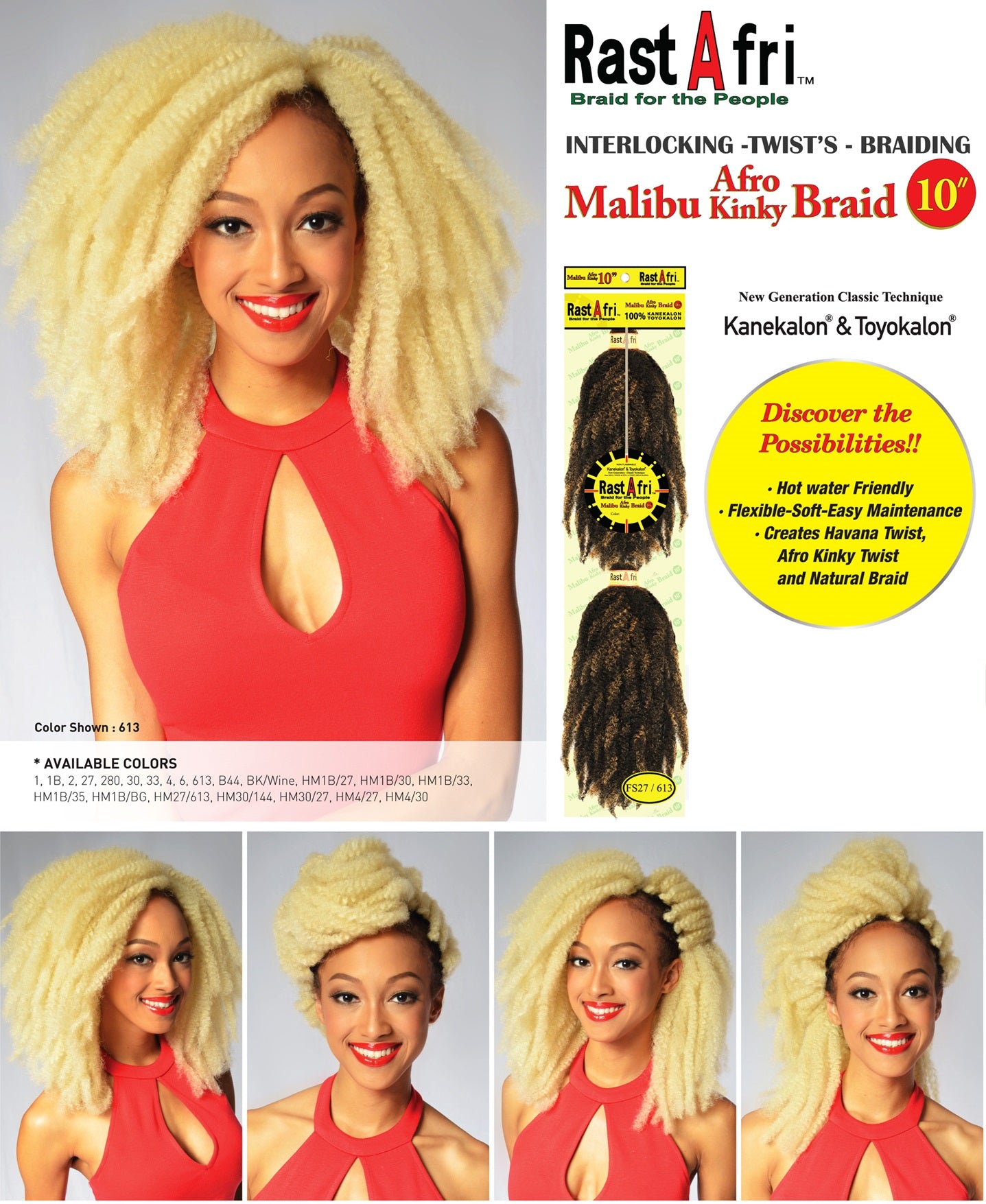 RastAfri Malibu Afro Kinky Braid 10"
