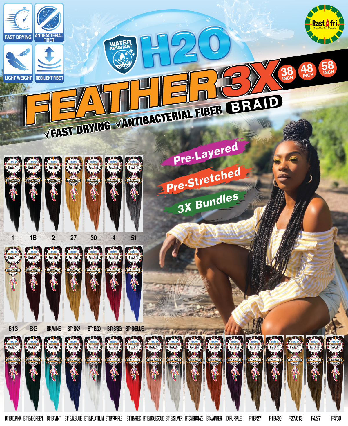 RastAfri H2O FEATHER BRAID 3X