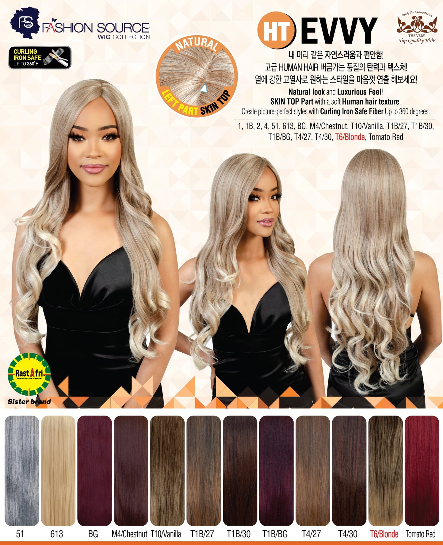 Fashion Source High Temperature Full wig HT-EVVY