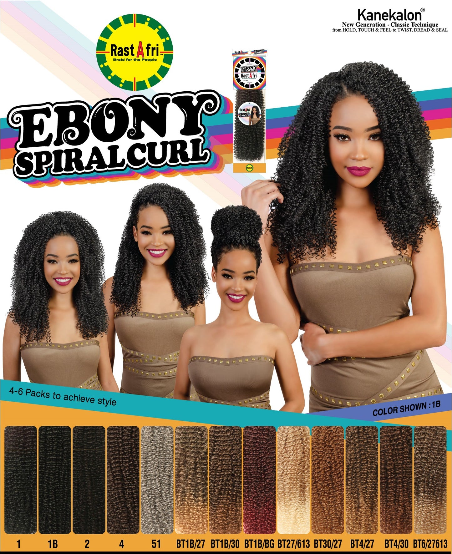 RastAfri EBONY SPIRAL CURL 14"