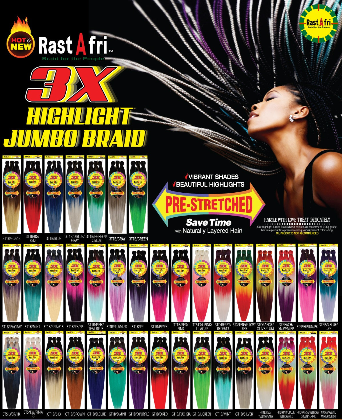 RastAfri Highlight Jumbo Braid Pre-Streched 3X